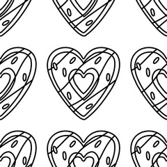 Pattern of a doodle donuts can be used for Valentine's Day greeting cards, party invitations.