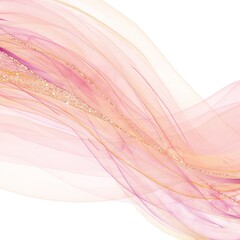 Pink flowing design.  Abstract digital illustration.  Pink and gold ribbons. Soft beautiful background.