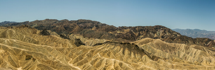 Panorama shot of colorful desert mountains rich in mineral wealth, Death Valley national park