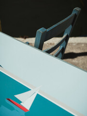 Restaurant's table in marina. Chania, Greece.