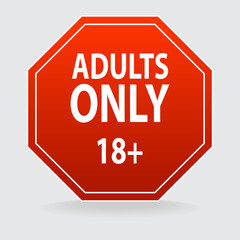 Adults content only age restriction 18 plus years old icon signs set flat style design vector illustration. Sensitive content age plus and adults only concept symbols vector sign