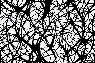 Twenty different organic, rounded labyrinth line designs in black and white, format. In the abstract Generative AI