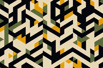 Group of seamless geometric designs. Design using abstract geometric shapes configuration that is easily recognized. Intersecting lines of geometry that never meet in the seams. Generative AI