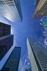 Fototapeta na wymiar Toronto, Canada, Aug 5, 2022. 4 of the 5 top Canadian banks in display