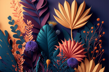 generative leaves and flora background