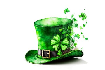St Patrick’s day green shamrock top hat, (ai generated)