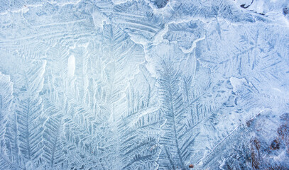 ice texture with patterns. natural patterns on frozen water
