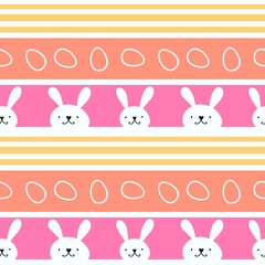 Cartoon animals seamless Easter eggs and rabbit bunnies pattern for wrapping paper and kids clothes print