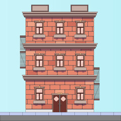 red brick house drawn in vector graphic