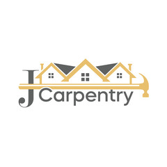 Carpenter logo design with hammer and roofing