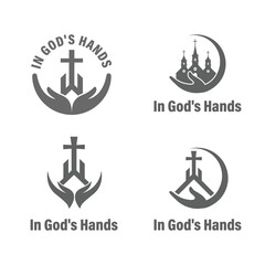 church logo design with hand
