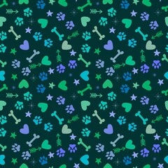 Animals cartoon seamless dog and cat footprints pattern for wrapping paper and fabrics and linens and kids