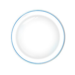 White plate with blue border. png