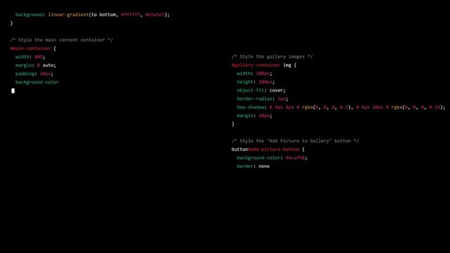  working programming web template code css language on the black background