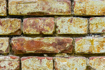 Old wall of red bricks for the background