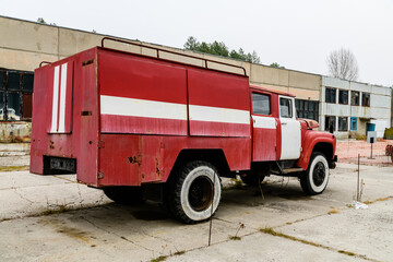 Abandoned soviet fire truck at the Chernobyl exclusion zone, Ukraine