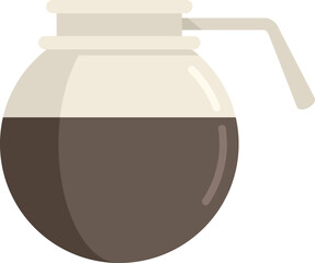Round coffee pot icon flat vector. Hot espresso. Steam food isolated