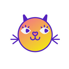 Cat smile emoji multicolored gradient funny line vector illustration