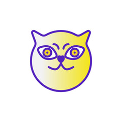 Cat smile emoji multicolored gradient funny line vector illustration