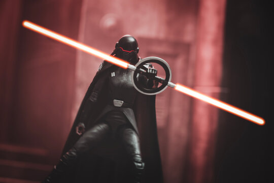 NEW YORK USA - JAN 8 2023 - Star Wars Sith Inquisitor - Second Sister with lightsaber, Jedi Purge  - Hasbro action figure
