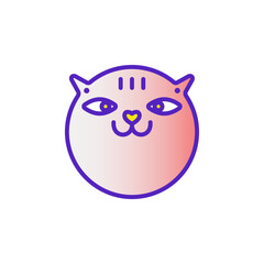 Cat smile emoji multicolored gradient funny line vector illustration