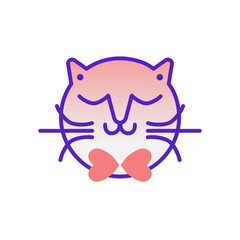 Cat smile emoji multicolored gradient funny line vector illustration