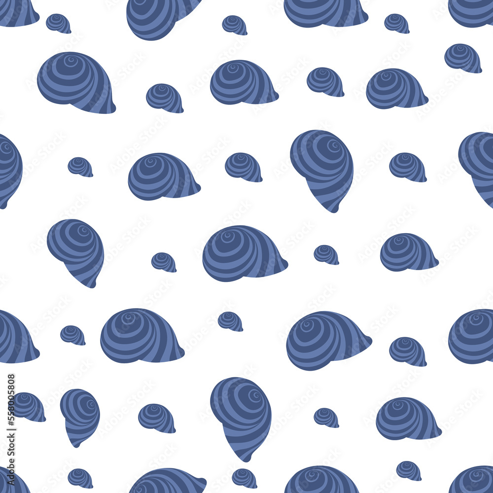 Poster seamless pattern with snail seashell on a white background. illustration of snail seashell. snail se