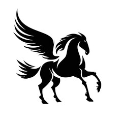 Fototapeta na wymiar Pegasus silhouette logo symbol design illustration. Clean logo mark design. Illustration for personal or commercial business branding.
