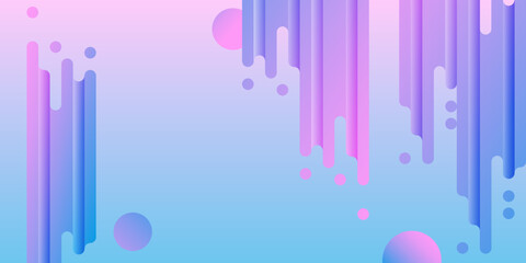 Abstract background with bright graphics for app interface, album cover. Lilac and blue flowing shapes with circles on gradient background. Vector illustration.