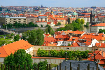 Fototapeta na wymiar Prague medieval old town towers and domes, Czech Republic