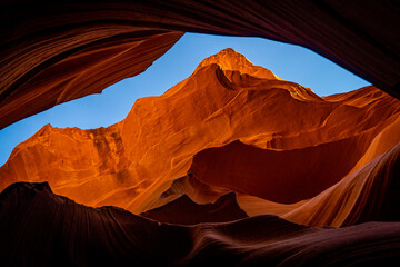 mountain landscape seen from antelope canyon