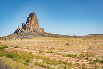 Fototapeta na wymiar desert with mountain butte in monument valley