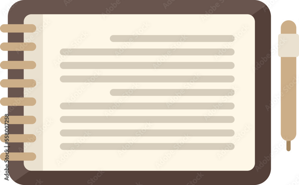 Poster notepad icon flat vector. write paper. pen text isolated
