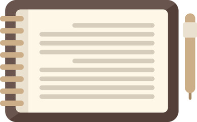 Notepad icon flat vector. Write paper. Pen text isolated