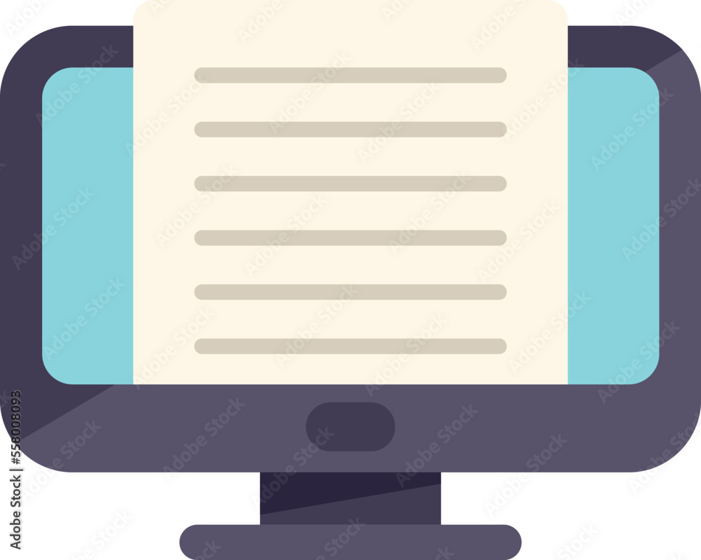 Poster monitor message icon flat vector. note text. article document isolated