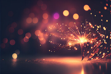 Happy New Year, Sparklers shining with bright sparks and bokeh festive silvester party background, Made by AI, Artificial intelligence	