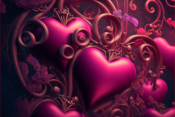 Valentine's Day inspired illustration backgrounds - Created with Generative ai Technology