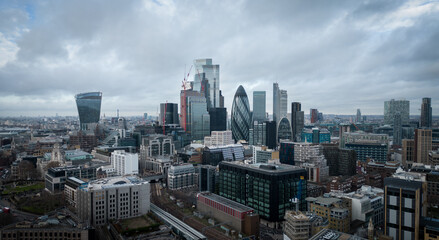 Fototapeta na wymiar Amazing aerial view over the City of London with its iconic buildings - LONDON, UNITED KINGDOM - DECEMBER 20, 2022