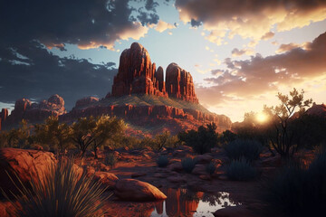 Surreal Sunset In American Southwest