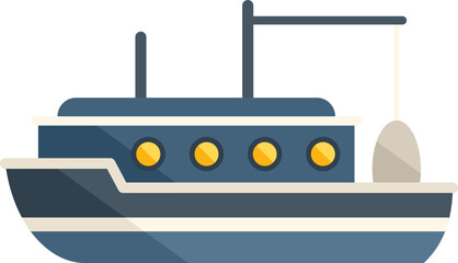 Trawler boat icon flat vector. Sea vessel. Fish ship isolated