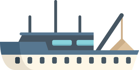 Marine fish boat icon flat vector. Fishing ship. Sea trawler isolated