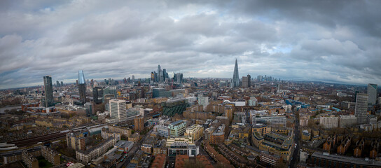 Over the rooftops of London - the famous city from above - LONDON, UNITED KINGDOM - DECEMBER 20,...