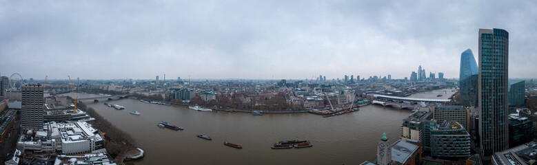 London in the mist on a foggy day - LONDON, UNITED KINGDOM - DECEMBER 20, 2022