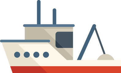 Catch fish boat icon flat vector. Sea ship. Marine vessel isolated