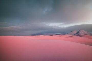 sunset in the pink desert