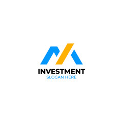 Initial letter M logo design template with investment chart logo