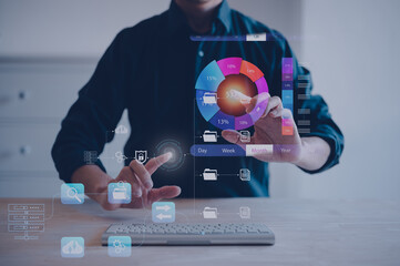 businessman analyzing forex trading graph financial data. finance technology and investment trading trader investor. Stock Market Investments Funds and Digital Assets. data analysis concept. 