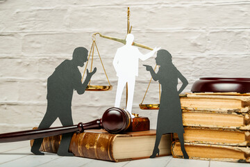 Silhouette symbol. Child custody. Family law proceedings. Divorce mediation, legal separation.