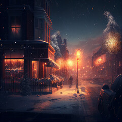night city in winter