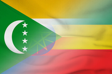 Fototapeta premium Comoros and Ethiopia state flag transborder contract ETH COM